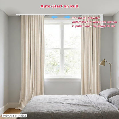 Electric Curtain Track, Retractable Motorized Curtains Rod From 7-17ft, Automatic Curtain Opener with Smart/Manual Control, Smart Curtains System for I-Rrail and U-Rail (For 7-17ft)