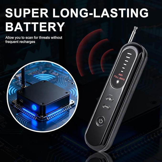 Hidden Camera Detector Hidden Bug and Camera Detector GPS Detector, Hidden Device Detector for Travel,Hotels,Home,Office,6 Levels Sensitivity