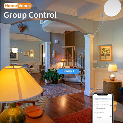 HVS Smart Light Bulbs, 5 Packs 9W A19 E26 Dimmable Tunable Cool Warm White LED Light Bulb 2500k-6500k, APP Control 2.4GHz WiFi(Only) Bluetooth Assist Connection, Work with Alexa/Google Assistant