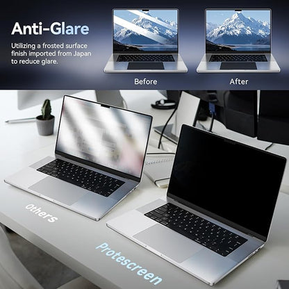 Magnetic Privacy Screen Protector Compatible with MacBook Pro 16 in (2021-2026, M1, M2, M3, M4, M5), Removable Anti Spy Blue Light Glare Shield Laptop Privacy Filter for Apple Mac Pro 16.2 in