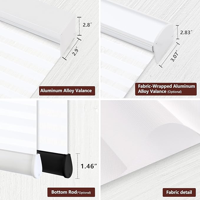 Bringnox Smart Motorized Zebra Roller Blinds - 60% Blackout, Remote Control, Works with HomeKit, Google Home & Alexa via Hub, Custom Size(60% Blackout White-31)