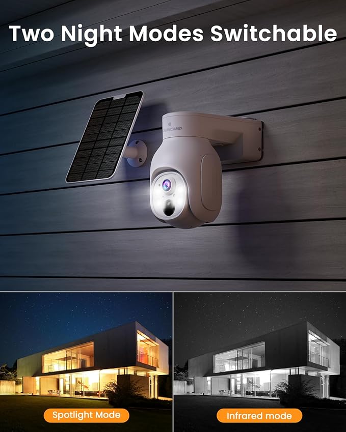 Security Cameras Wireless Outdoor, No Subscription, Solar-Powered, Home Security Cameras System with 360° Pan & Tilt, Auto Tracking, 2K Color Night Vision, 500G HDD Local Recording, 2.4G & 5G WiFi