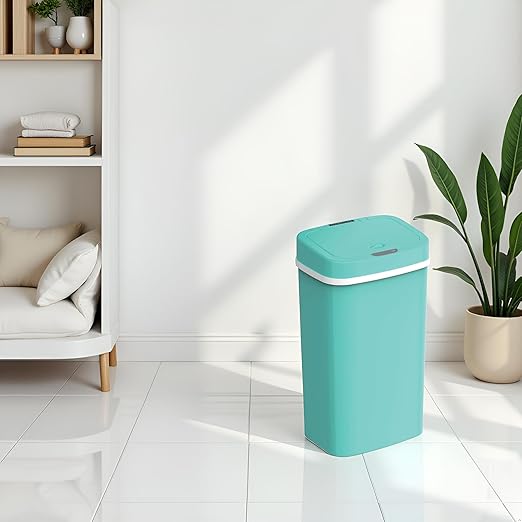 15L Smart Diaper Pail with Motion Sensor Lid | Touchless Hands-Free Baby Diaper Trash Can | Double Locking Seal | Slim Space-Saving Design | Quiet & Durable (Turquoise)