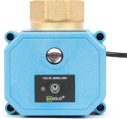 U.S. Solid WiFi Smart Motorized Ball Valve 1 inch NPT for Water Control & Irrigation, 2 Way Brass Electric Valve, USB Powered, LED Status Indicator, Flow Direction Window, Remote On/Off Control