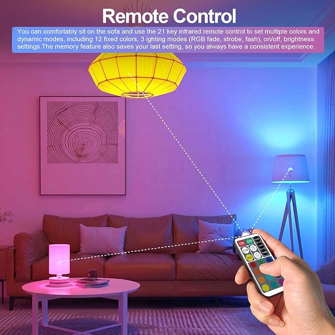 XRise E12 Color Changing Bulb with Remote Control, Dimmable 12 Colors+3000K+6000K, 2W LED E12 Candelabra Bulb 20W Incandescent Replacement, Memory Function, No Flicker, for Mooding Lighting, 3PACK