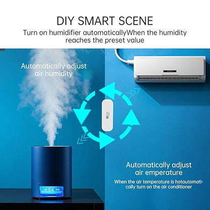 Smart Temperature Humidity Sensor, Tuya WiFi Hygrometer Indoor Monitor with App Alerts, Compatible with Alexa/Google Home, Real-Time Data & Scene Automation (2.4GHz Only)