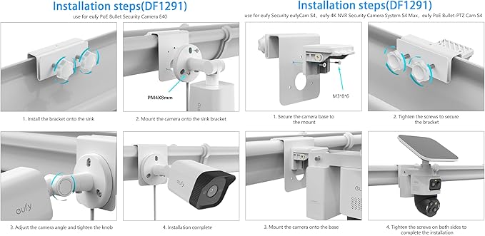 Gutter Mount Bracket Compatible with eufy PoE NVR Security System S4 Max,eufyCam S4 and eufy PoE Bullet-PTZ Cam S4 Security Camera (White)