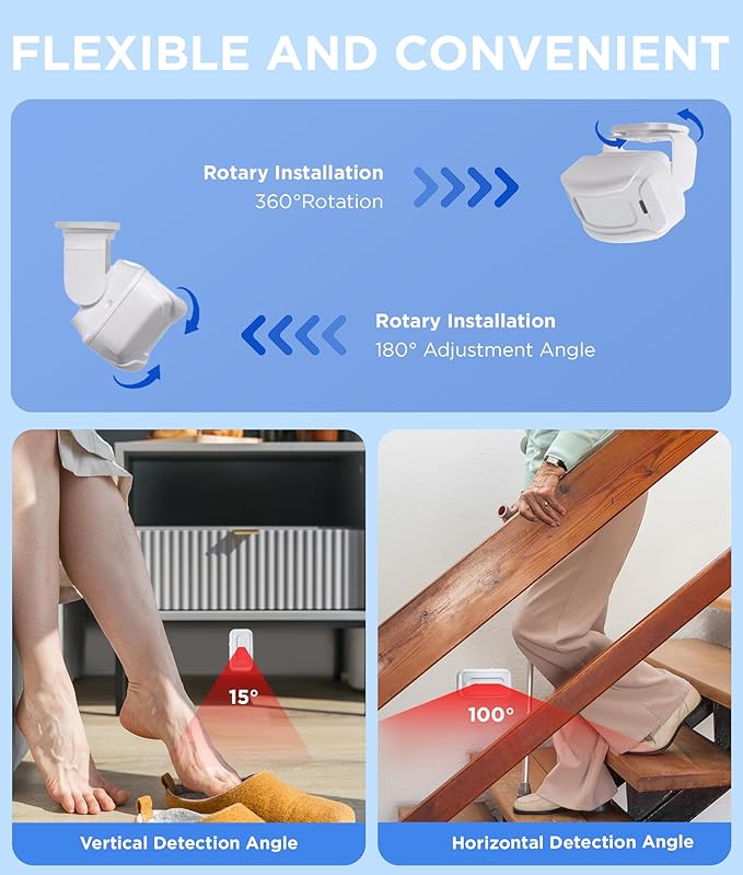 Newly Upgraded 2026 Bed Alarm for Elderly Dementia Patients - Wireless Bed Alarm & Caregiver Pager with Fall Detection (1 Sensor + 1 Receiver + 1 Pager)