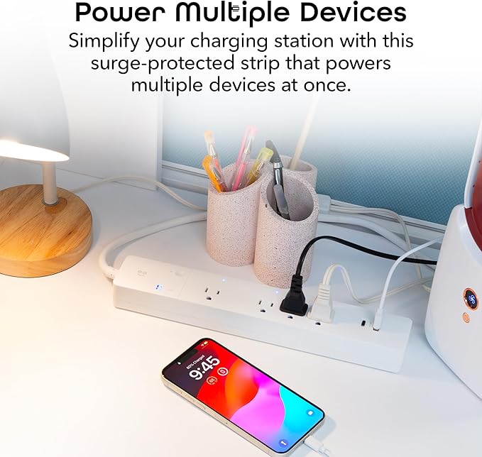 Geeni Smart Surge Protector Power Strip with 4 Smart Outlets, 2 USB Ports (USB-A & USB-C), Surge Protection, Wi-Fi & App Control, Works with Alexa & Google Assistant, Smart Power Strip