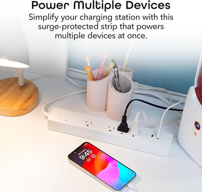 Geeni Smart Surge Protector Power Strip with 4 Smart Outlets, 2 USB Ports (USB-A & USB-C), Surge Protection, Wi-Fi & App Control, Works with Alexa & Google Assistant, Smart Power Strip