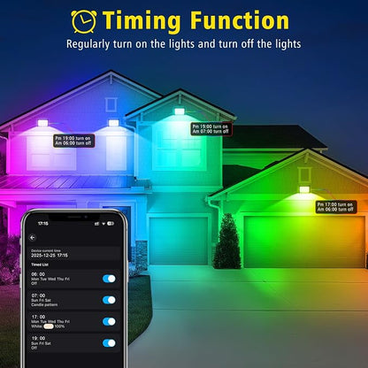 T-SUN LED Flood Lights Outdoor, 600W Equivalent Smart RGB Landscape Light | Color Changing Waterproof Floodlight with APP&Remote Control, 2700K & 16 Million Colors, Timing, Music Sync, IP66, US Plug
