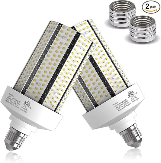 Led Corn Light Bulb - 60W Bright led Light Bulbs Equivalent 600Watt, E26 Base(with E39 convertor) for Garage, Warehouse, Factory, Illuminating Large Areas, Parking Lots (60W 6500K 2pack)