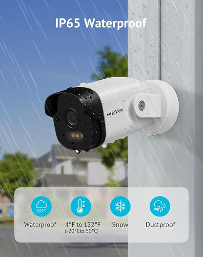 LaView 2K Security Camera Outdoor with Color Night Vision,3MP Wired Cameras for Home Security,IP65 Waterproof Camera, 24/7 Live Video,2 Way Audio,Cloud Storage/SD Slot,Compatible with Alexa