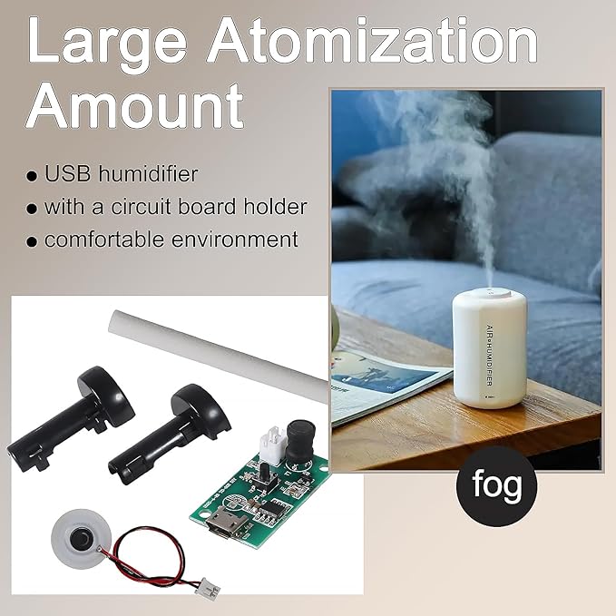 6PCS USB Humidifieration Atomization Disc Spray Humidifier Module 5V Mirco USB Humidifier Atomization Drive Circuit Board with Timing Switchfor DIY Home