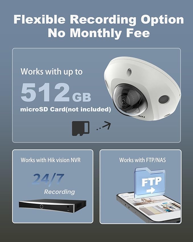 DS-2CD2543G2-IS 4MP Hik AcuSense Mini Dome Camera, IP Cameras with WDR, Built-in Mic, PoE/Ethernet Port, IP67 Rating,2.8mm Lens, International Version,Compatible Ⲏіk-Cᴏnnect/Hik NVR