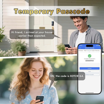 Biometric Smart Lock Deadbolt. Keyless Entry Door Lock with App Control & Remote Code Generation, Electronic Fingerprint Keypad for Home Airbnb Rental. Auto-Lock Anti-Peep Matte Black