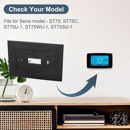 SA5B Wall Plate for Sensi Wi-Fi Thermostat ST75, Thermostat Wall Plate for Sensi Replace F61-2689, Black
