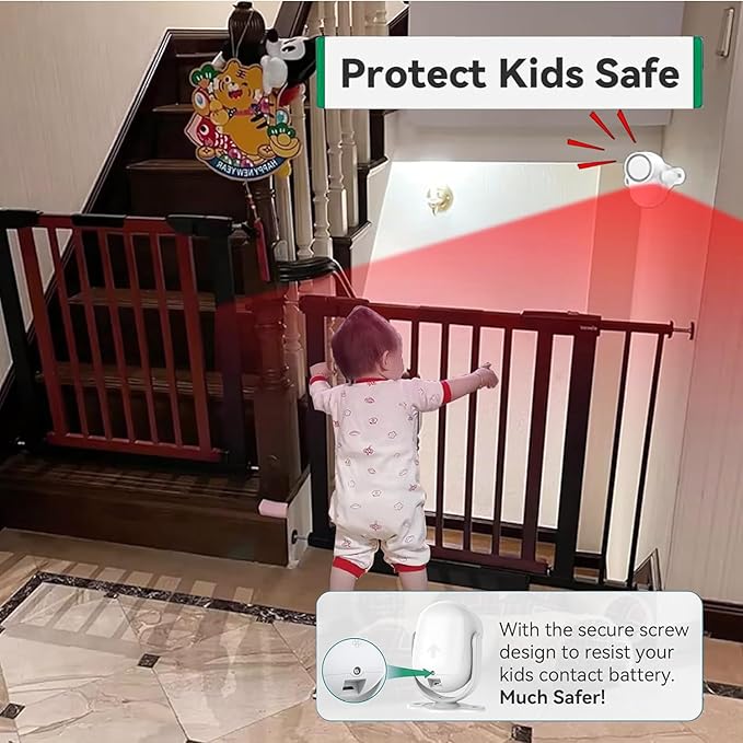 Luckydeer 125dB Loud Motion Sensor Alarm with 328ft Remote Control (40ft PIR Detector, 3*AA Batteries), Indoor Wireless Infrared Security Motion Detector with Siren for Home/Shed, White