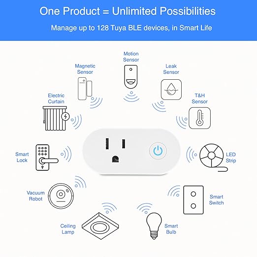 HAUZA 2 in 1 - Bluetooth Mesh Hub & Smart Plug - Enable 2.4 GHZ WiFi for Voice Control & Automations of Hauza and Tuya BLE Devices
