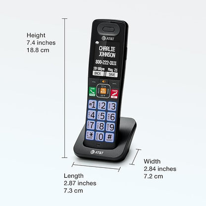 AT&T Cordless Phone, Landline Phones for Home with Smart Call Blocker, 2 Handsets Bluetooth Phone, Large Color Display, Big Buttons, Long Range, Digital Answering System: BL108-2 (Charcoal & Silver)
