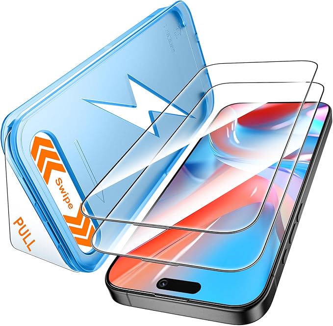 Mkeke for iPhone 12 Screen Protector 3 Pack, [9H+ Hardness] [Military-Grade Drop Protection] [Sensitive Touch] [Easy Installation] [HD Clear] Full Edge Coverage Tempered Glass