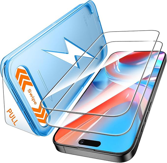 Mkeke for iPhone 12 Screen Protector 3 Pack, [9H+ Hardness] [Military-Grade Drop Protection] [Sensitive Touch] [Easy Installation] [HD Clear] Full Edge Coverage Tempered Glass