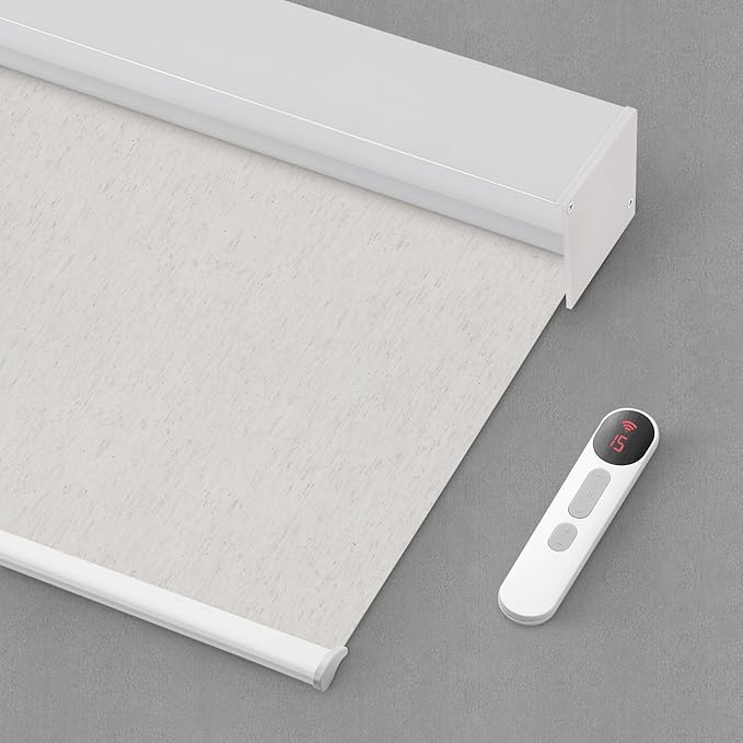 Bringnox Motorized Blinds with Remote,100% Blackout Smart Roller Blinds Compatible with Google Home and Alexa Via HUB,and Motorized Window Blinds Customized for Sliding Doors and Living Rooms
