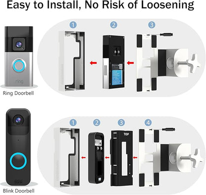 Homalor Anti Theft Ring Doorbell Mount: White Ring Doorbell Door Mount Blink Camera Holder - Metal, No Drill Required