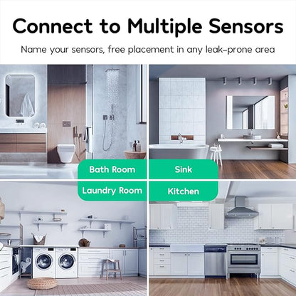 Winees WiFi Water Leak Detector for Home, 3 Pack Water Sensors with 100dB Adjustable Alarm, Leak Alert Email&SMS Notification, 200M Transmission for Basement, Bathroom, Laundry, IFTTT, 2.4G WiFi Only