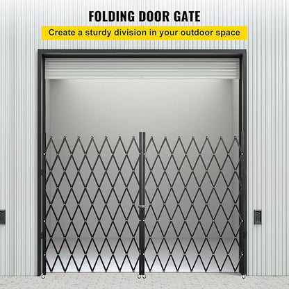 VEVOR Double Folding Security Gate, 61" H x 122" W Folding Door Gate, Steel Accordion Security Gate, Flexible Expanding Security Gate, 360° Rolling Barricade Gate, Scissor Gate or Door with Keys