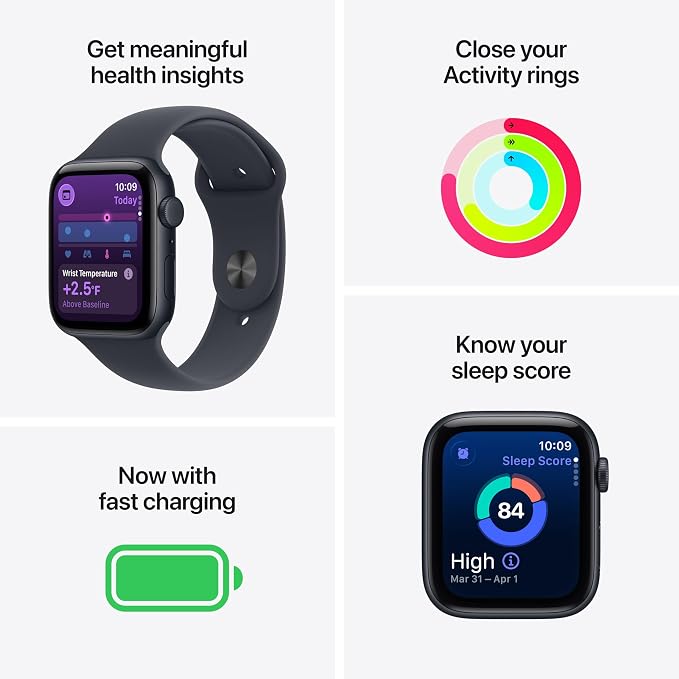 Apple Watch SE 3 [GPS + Cellular 44mm] Smartwatch with Starlight Aluminium Case with Starlight Sport Band - M/L. Fitness and Sleep Trackers, Heart Rate Monitor with AppleCare+ (2 Years)