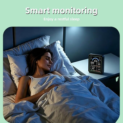 Smart Air Quality Monitor Indoor for Home, Portable CO2 Detector for Travel, Multi Pollutant Air Quality Tester for CO2, VOC, HCHO, PM2.5, PM10, PM0.3, Temperature and Humidity, Digital Display