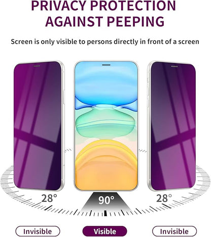 2 Pack Privacy Screen Protector for iPhone 11/XR Tempered Glass 6.1'' Private Saver Anti-Spy Anti-Blue Light Eye Protection Anti-Scratch Full Coverage No Bubble