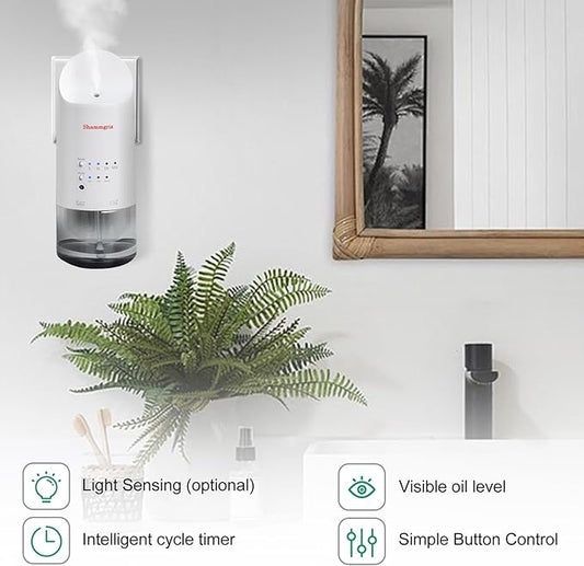 2026 Plug-in Essential Oil Diffuser – Waterless Scent Diffuser, Smart Wall Diffuser for Home, Office, & Spa, Covers Up to 500 Sq. Ft., 160ML Capacity, Portable Aromatherapy Aroma Diffuser, White