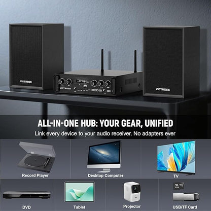 Home Karaoke System with Wireless Microphones & Speakers, Bluetooth Amplifier Set for Family Parties & Home Entertainment
