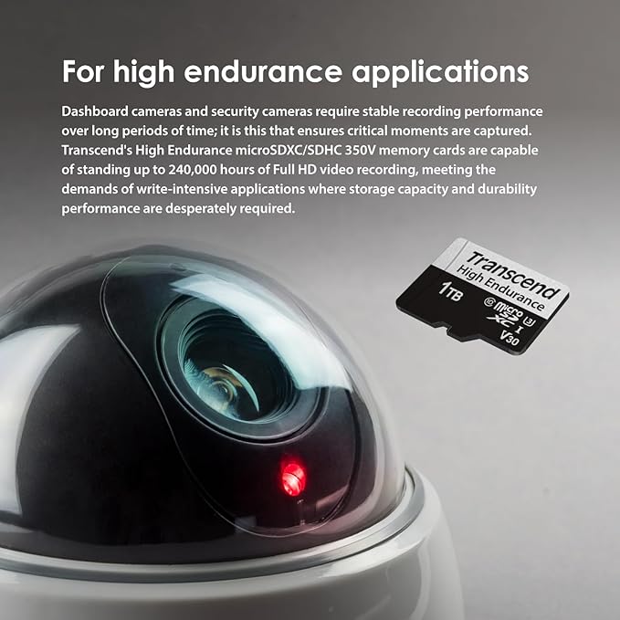 Transcend USD350V Micro SD Card 512GB, U3 V30 Memory Card for Nintendo-Switch/Dash cam/Security Cam/Surveillance/GoPro/Insta360/DJI/Drone/Action Cam, Up to 100MB/s, Full HD Video Recording w/Adapter