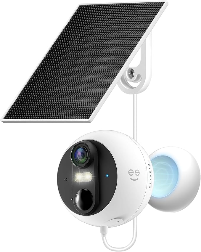 Geeni Perch 3MP Smart Magnetic Battery Camera with 3W Solar Panel – 2K HD Outdoor Wireless Security Camera with Continuous Solar Power, Color Night Vision, LED Spotlight, & IP65 Weatherproof