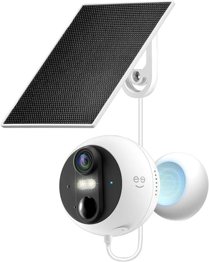 Geeni Perch 3MP Smart Magnetic Battery Camera with 3W Solar Panel – 2K HD Outdoor Wireless Security Camera with Continuous Solar Power, Color Night Vision, LED Spotlight, & IP65 Weatherproof
