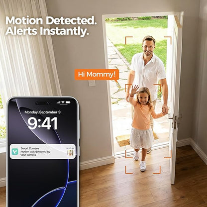 ZEEPORTE 2K Indoor Cameras for Home Security - Baby Monitor and Dog Pet Camera with Motion Detection, 2-Way Audio, Night Vision, Siren, Wired Security Camera - Compatible with Alexa