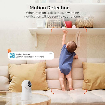 owltron Indoor Security Camera 2K, 360° Cameras for Home Security with Motion Detection, 2.4G WiFi for Pet/Baby/Nanny Cam with Night Vision, Siren Alarm & 2-Way Audio, Compatible with Alexa
