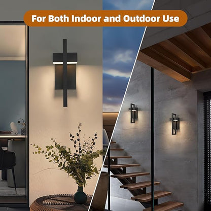 tewei 16.5'' Modern LED Outdoor Wall Sconce, Integrated LED Outdoor Light Fixtures Wall Mount Exterior Lights, Black Front Porch Outside Lighting for House, Backyard, Warm White 3000K, 2 Pack