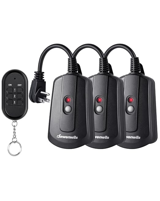DEWENWILS Outdoor Wireless Remote Control Outlet Kit, Waterproof Electrical Plug for Indoor Outdoor Lights, Separately Controlled 3 Pack Receivers, 100 Feet RF Signal, UL Listed