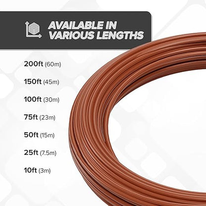 THE CIMPLE CO 18/4 Thermostat Wire 200 FT - Insulated Solid Copper Wiring for HVAC, Furnaces, Video Doorbells, Alarms, Lighting, Smart Thermostats - 18 Gauge, 4 Conductor - 200 Feet (60 Meters), Brown