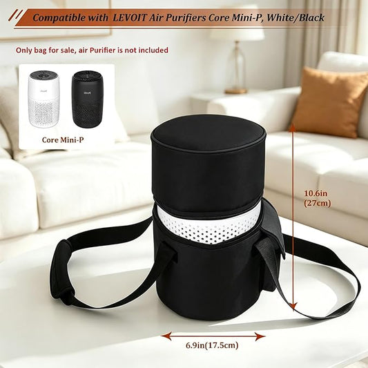 Carrying Bag for LEVOIT Core Mini-P Air Purifiers, Portable Core Mini-P Air Purifiers Travel Case Bag With Accessory Pocket & Handle, Travel, Hotel, Camping, Car, Home, Office (Black)