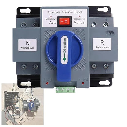 Ketofa 2P 63A 220V Automatic Transfer Switch, Dual Power ATS 50/60Hz, Blue