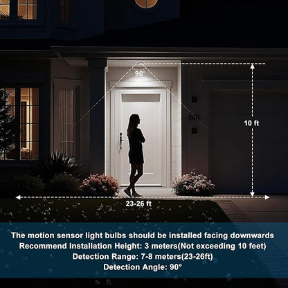 Motion Sensor Light Bulb,Activated Detector Light Bulb Indoor,Dusk to Dawn Security Bulb,13W Equivalent 100W,E26 Base 6000K Daylight,6 Packs