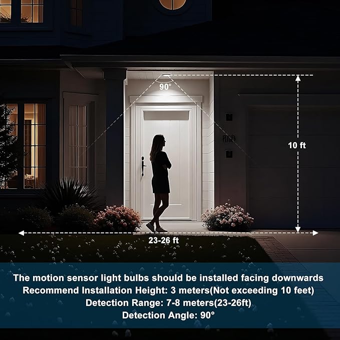 Motion Sensor Light Bulbs, Dusk to Dawn Outdoor Lighting, PAR38 Led Motion Sensor Flood Light 100 Watt Equivalent(15W), 6000K Daylight, Waterproof Outdoor/Indoor,(4 Pack)