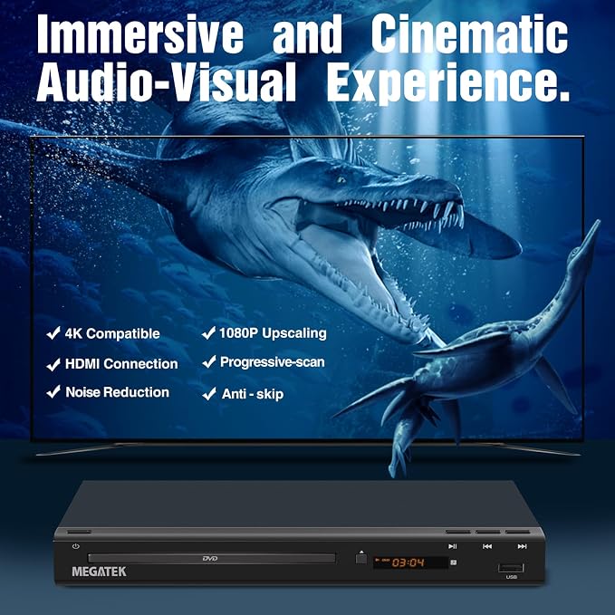 MEGATEK Region-Free DVD Player for TV with HDMI & 1080P Upscaling
