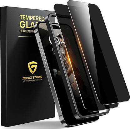 ImpactStrong Anti-Spy Privacy Screen Protector for iPhone 17 Pro (6.3-Inch), 9H Tempered Glass, Shatter-Resistant, Anti-Scratch, Easy Install Kit, Case Friendly, 2-Pack
