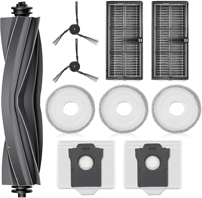 P10 Pro Ultra Accessories Kit for MOVA P10 / P50 Pro Ultra/ P10 Pro Robot Vacuum Cleaner Replacement Parts, 3 Mop Pads, 2 Dust Bags, 2 Side Brushes, 2 HEPA Filters, 1 Main Brush,10Pcs